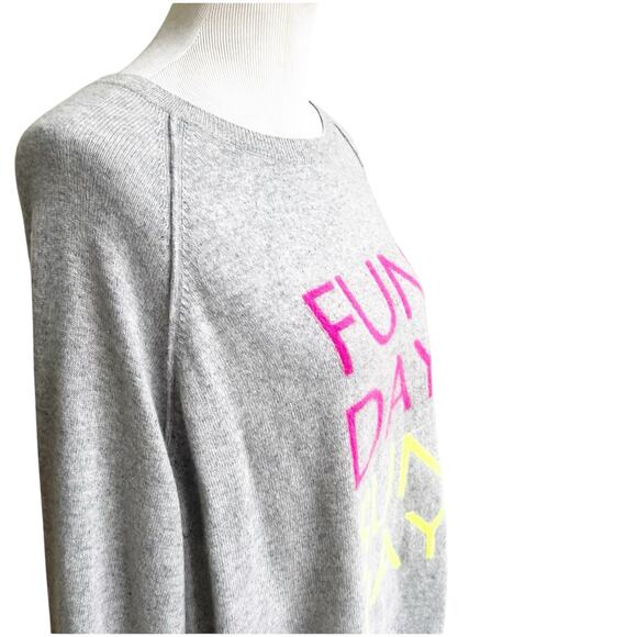 Brodie Cashmere Sweater Crewneck Sunday Funday Gray Neon Size XL Crewneck - Picture 5 of 11